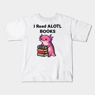 Kawaii Axolotl Book Lover Kids T-Shirt